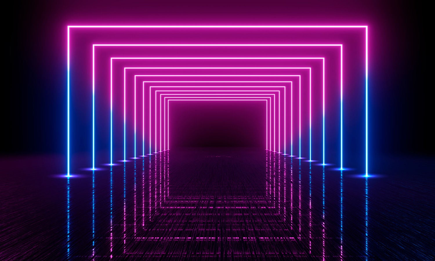 Neon light-lasers dark tunnel