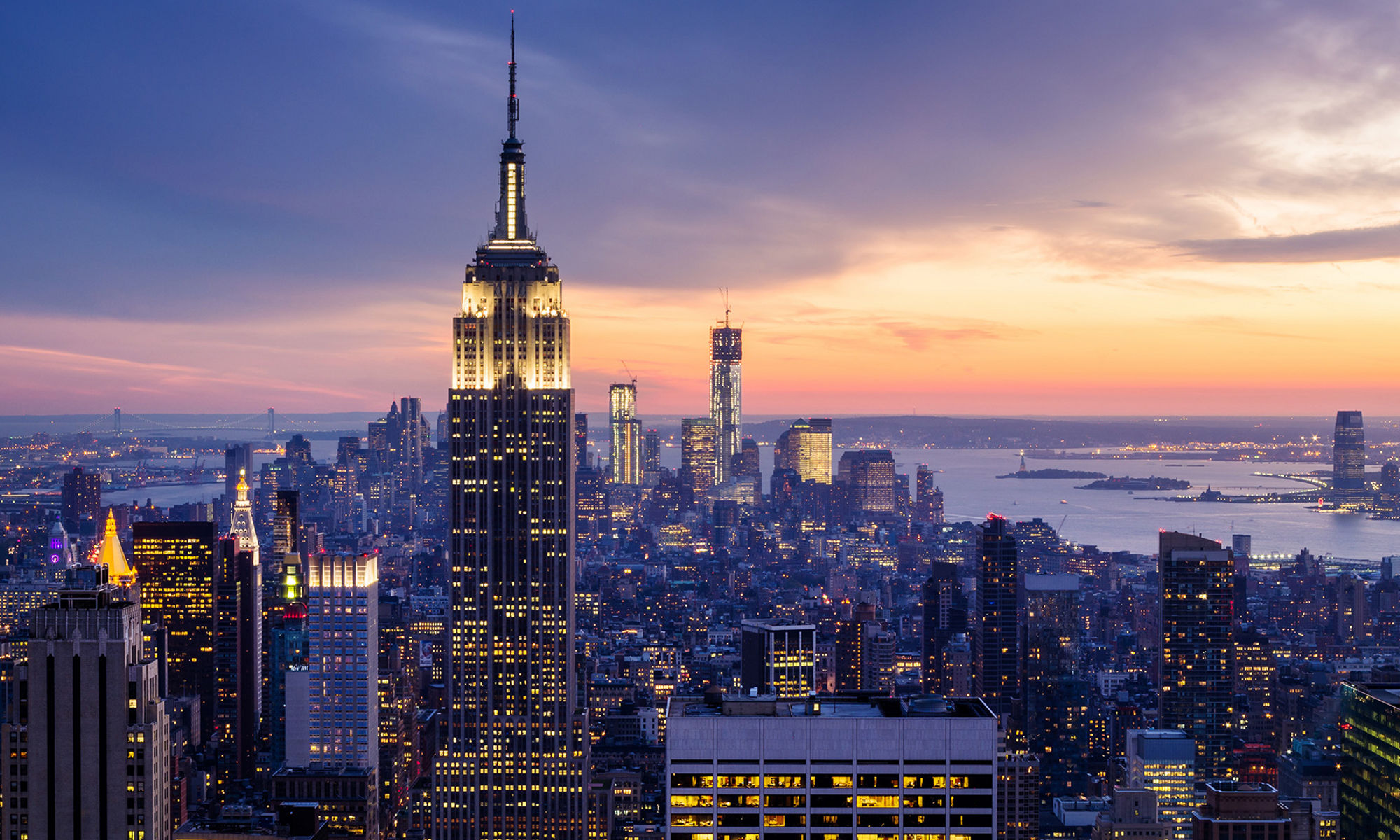 New York city at sunset
