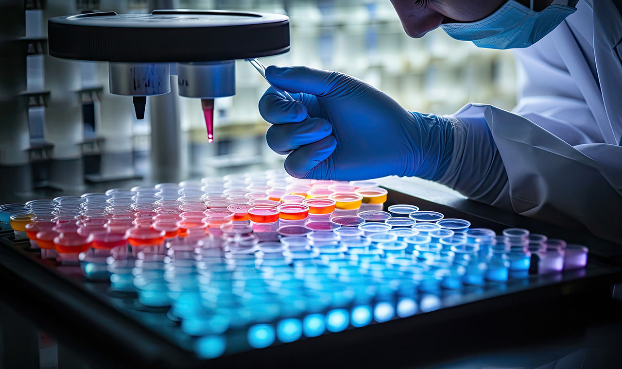 female scientist in lab coat at work